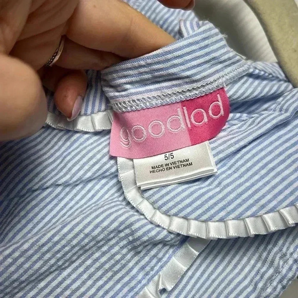 Good Lad Chambray striped Pinafore dress NWT girls 5 - Picture 7 of 8
